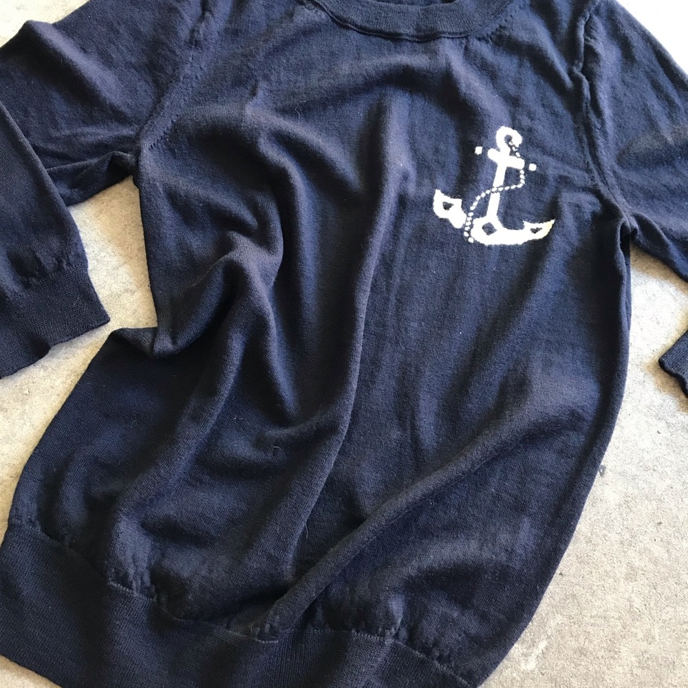 J.Crew Nautical Navy 3/4 Sleeve Sweater